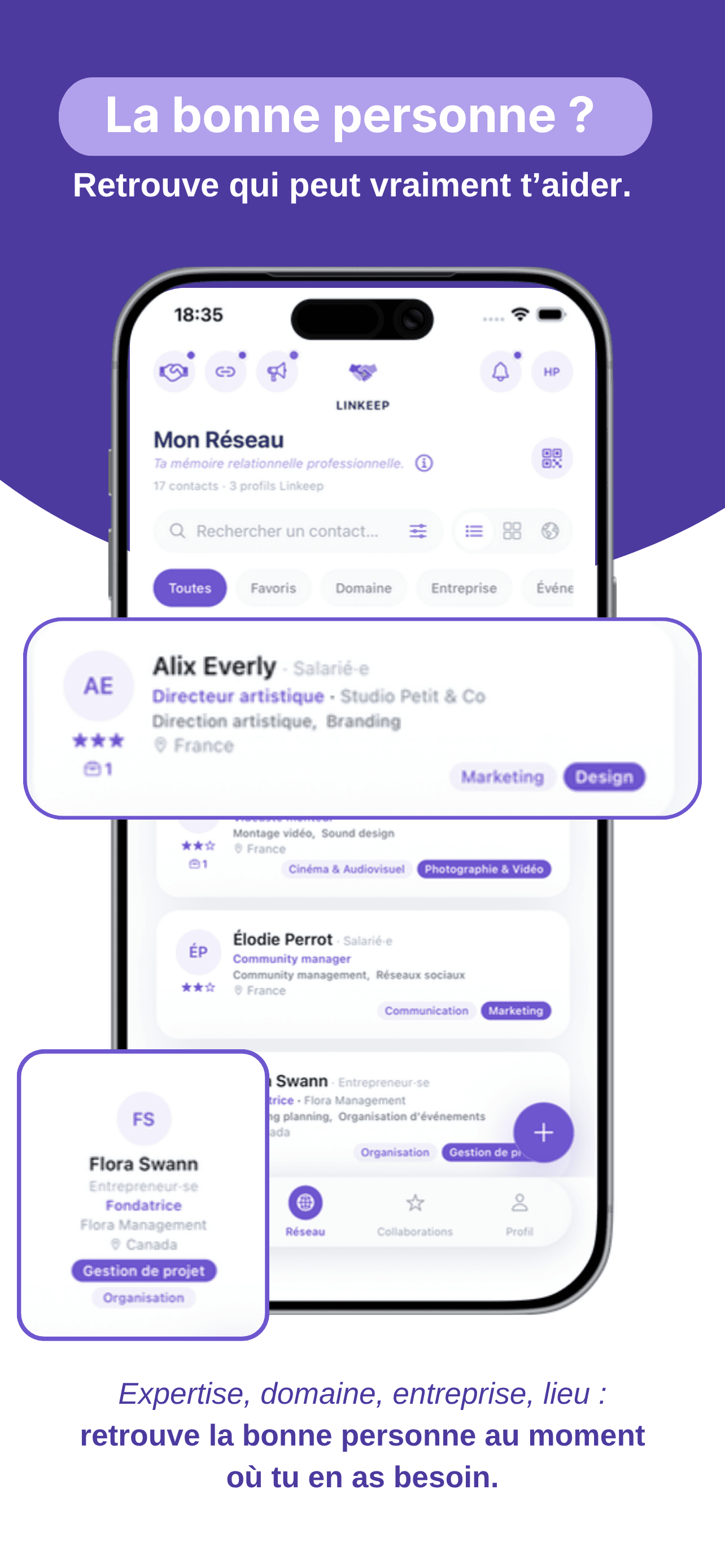 Aperçu de l'application Linkeep