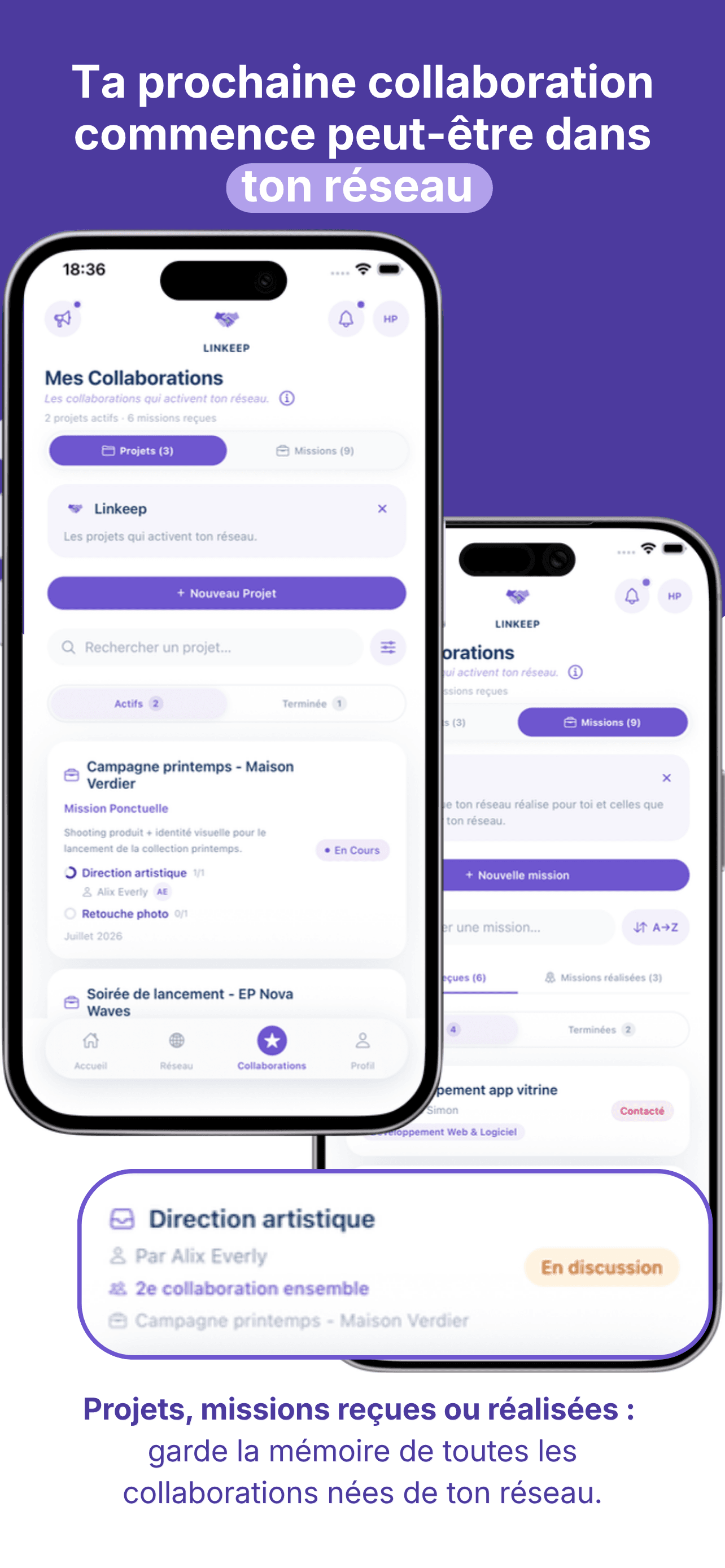 Aperçu de l'application Linkeep