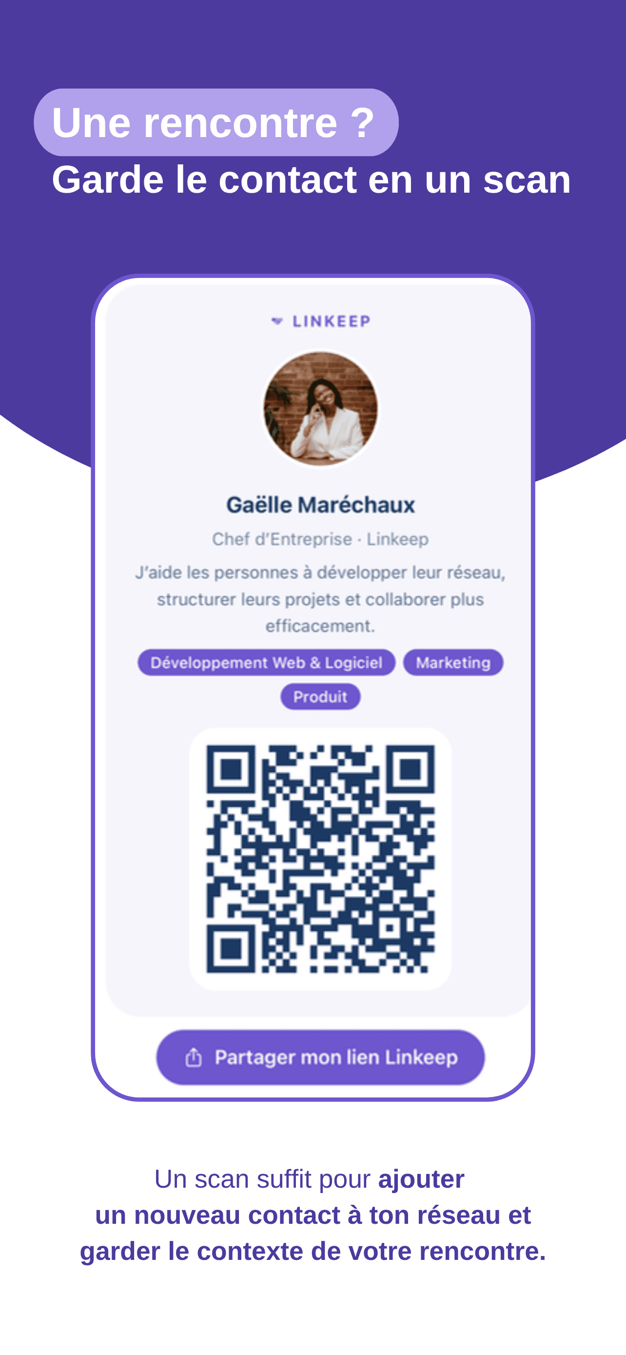 Aperçu de l'application Linkeep