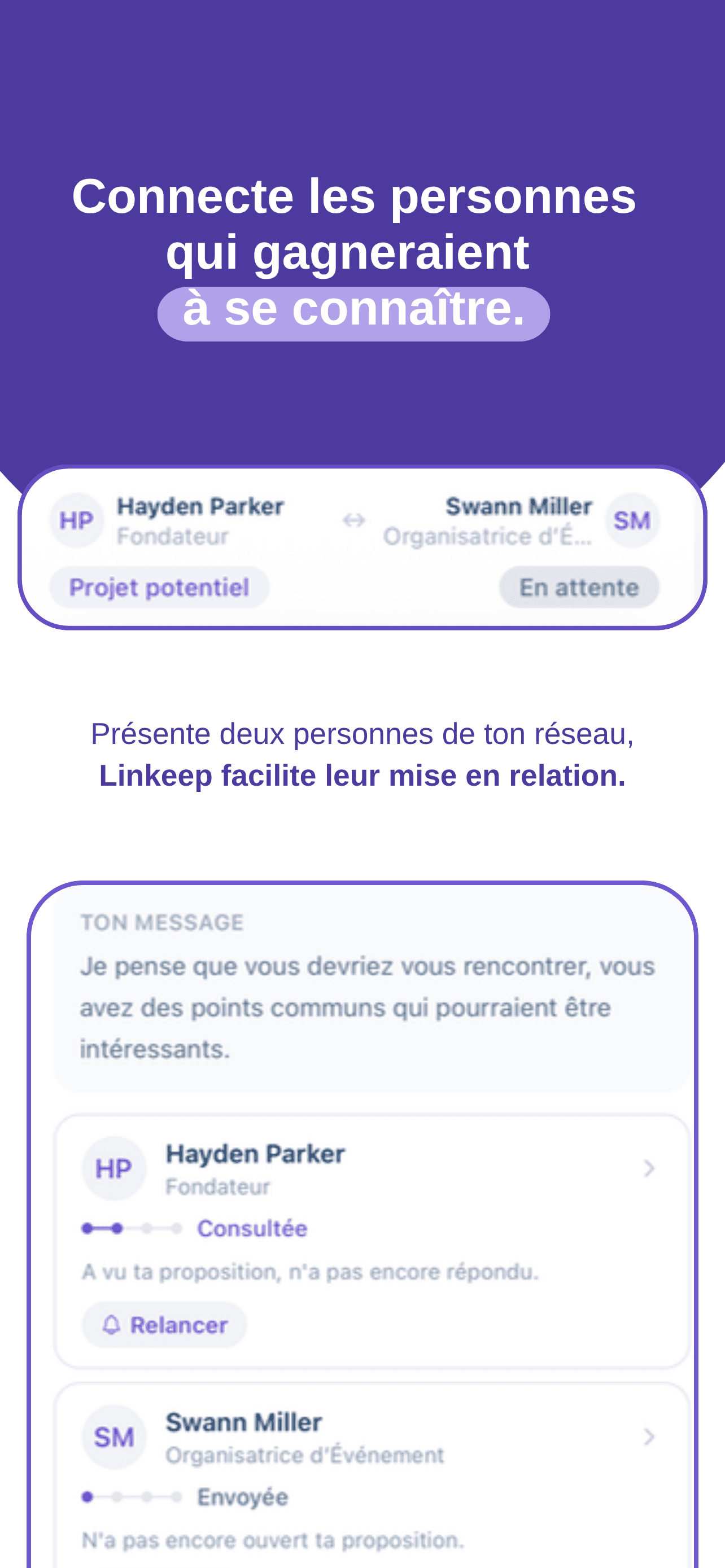 Aperçu de l'application Linkeep