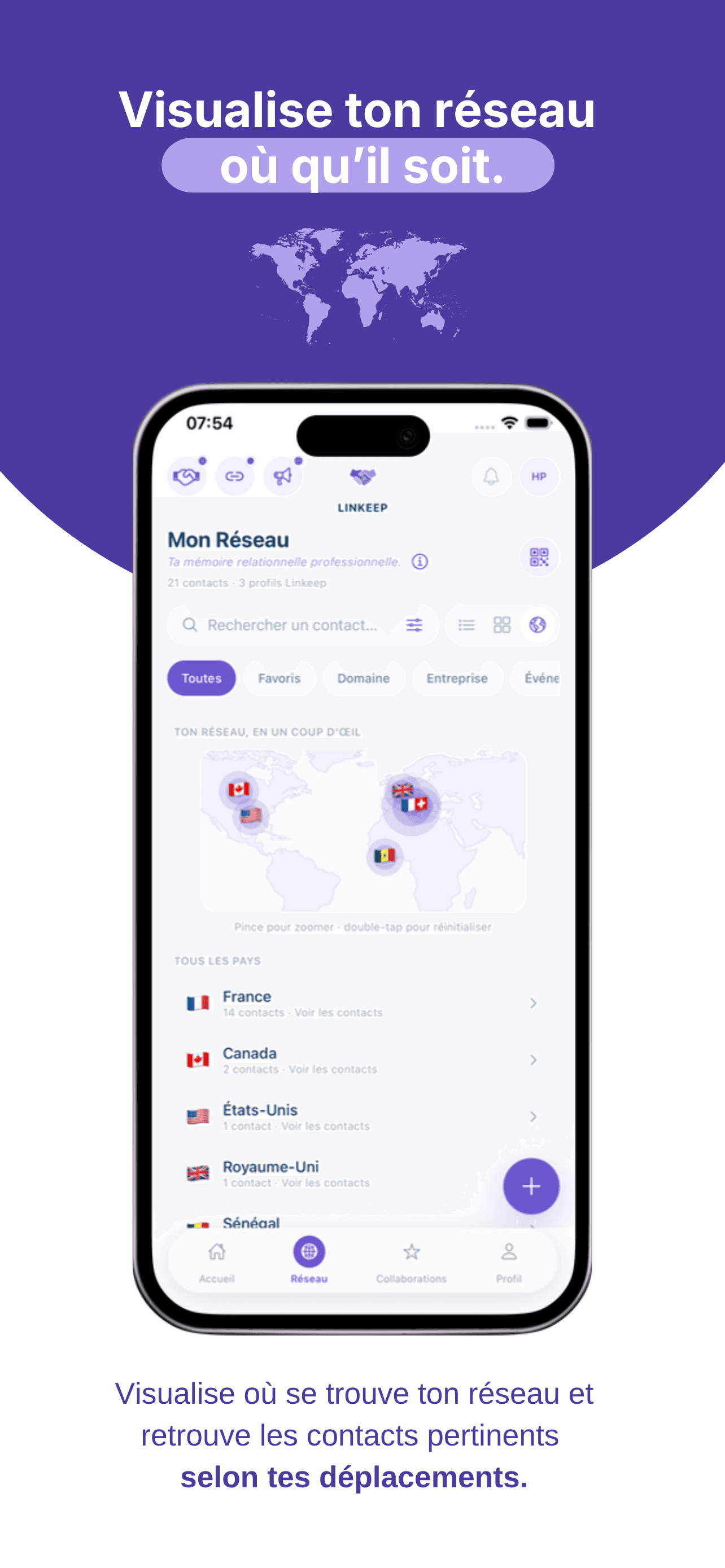 Aperçu de l'application Linkeep
